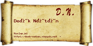 Deák Nátán névjegykártya